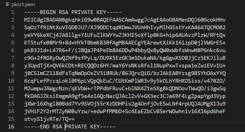 pkcs1.pem的开头为BEGIN RSA PRIVATE KEY